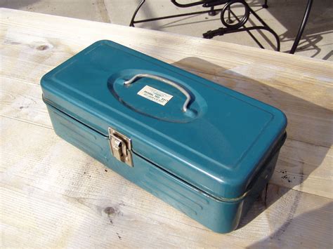 vintage union steel tackle box|Vintage Union Utility Box/Tackle Box Tool Chest Blue Green .